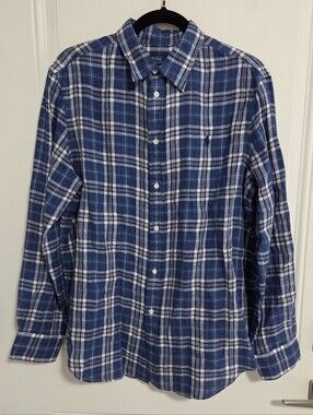 NWT - Polo Ralph Lauren Women's Classic Fit Plaid Linen Shirt - Size L